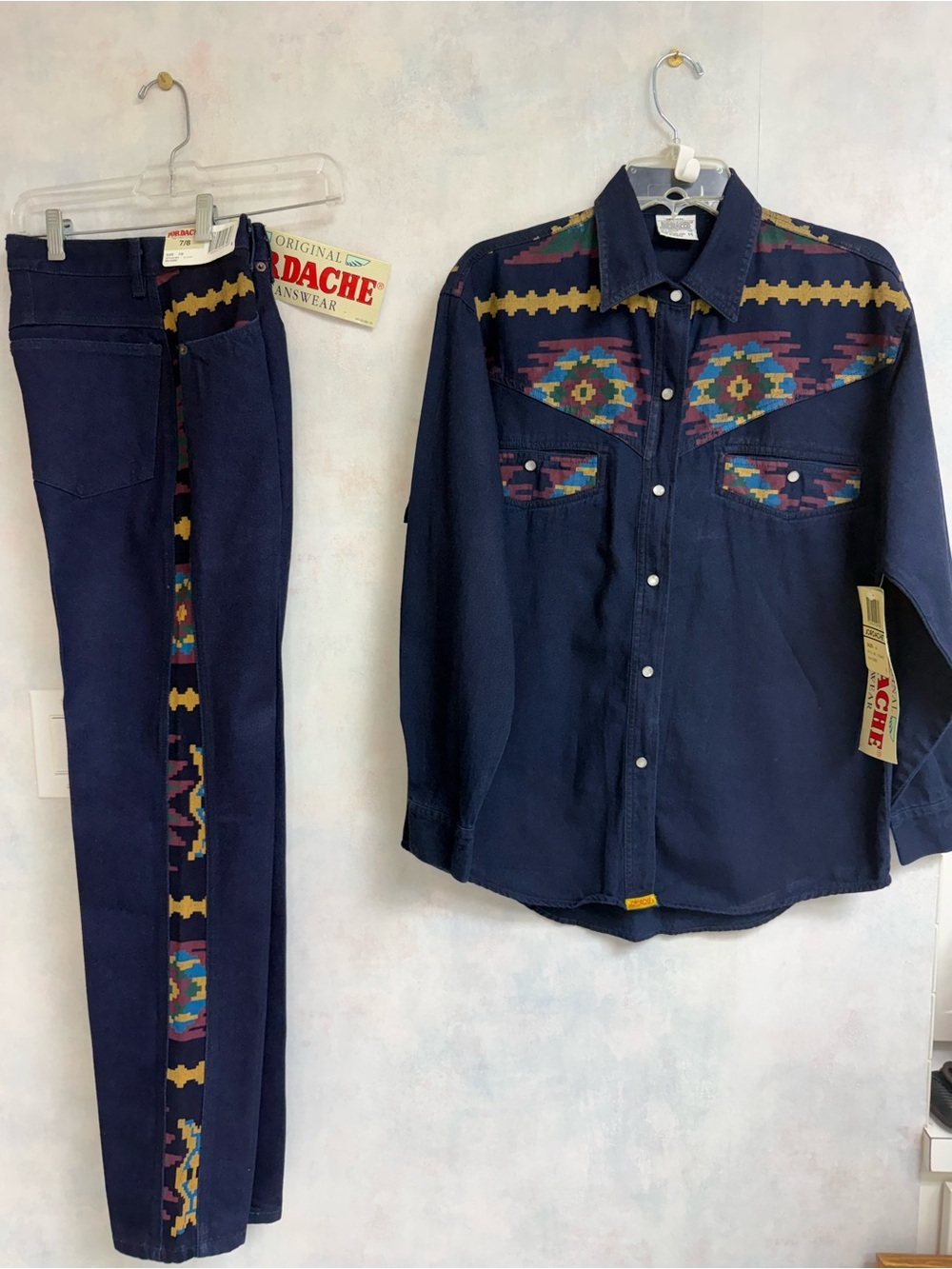 VTG Jordache 2 pc Very Rare Western Shirt & Pants, Original Tags Pearl Snaps